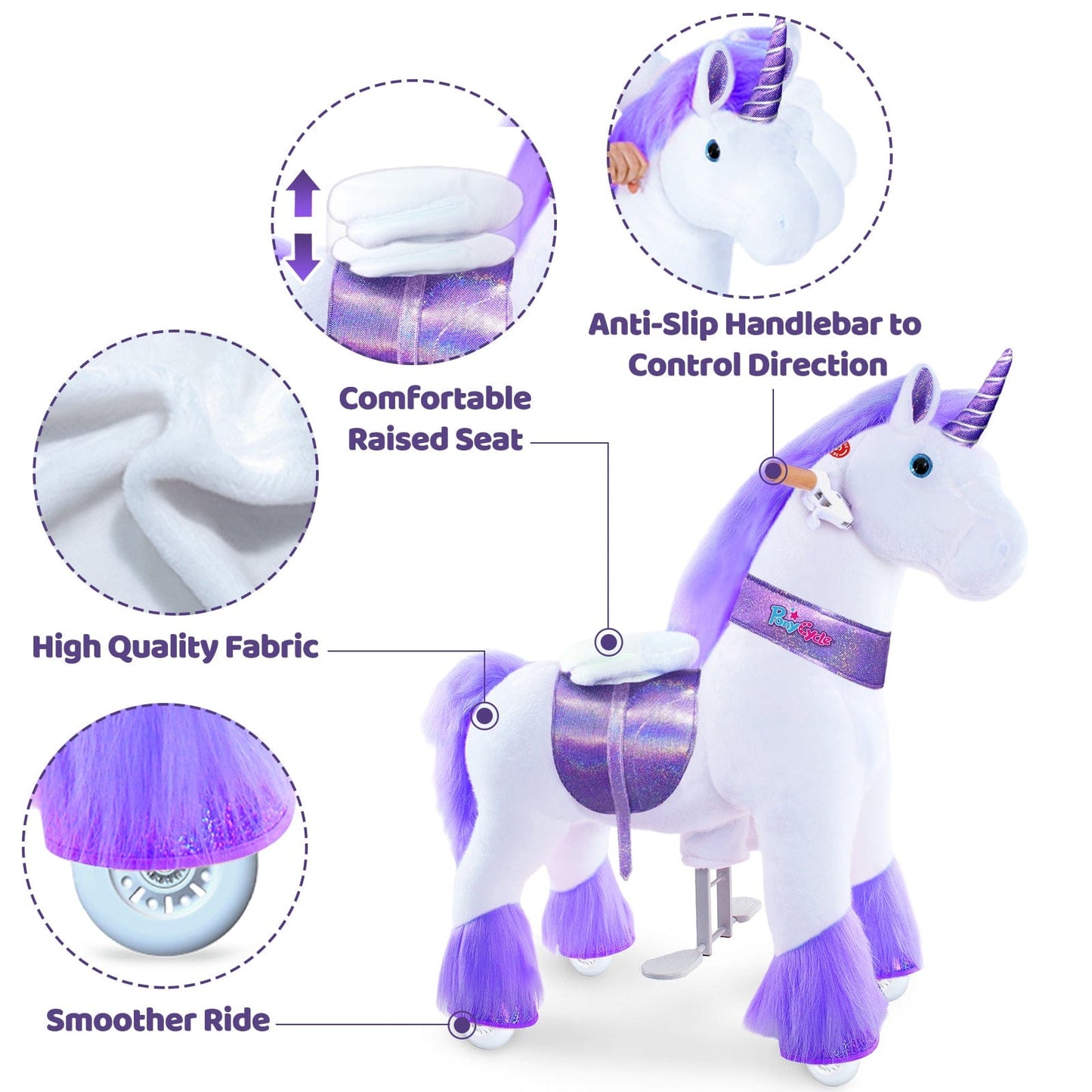 Model U Ride-On Plush Unicorn Age 4-7 Purple