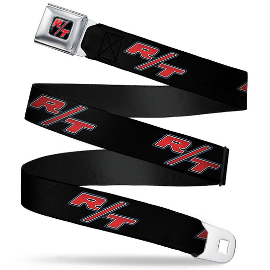 Dodge Challenger R T Emblem Full Color Black White Red Seatbelt Belt - Dodge Challenger R/T Emblem Repeat Black/Blue/White/Red Webbing
