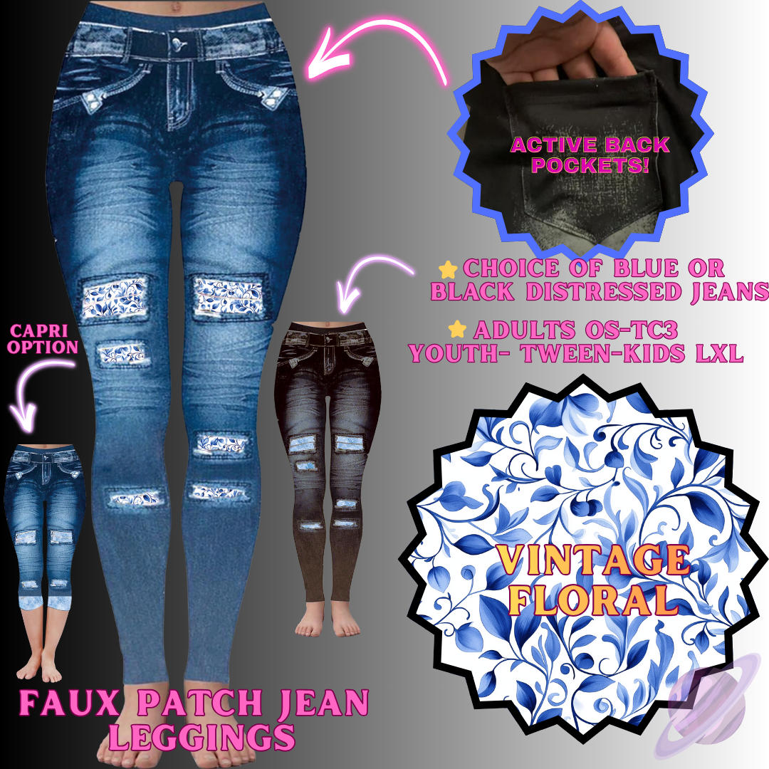 VINTAGE FLORAL-FAUX JEAN LEGGING-PREORDER CLOSING 12/2 , ETA MID FEB.