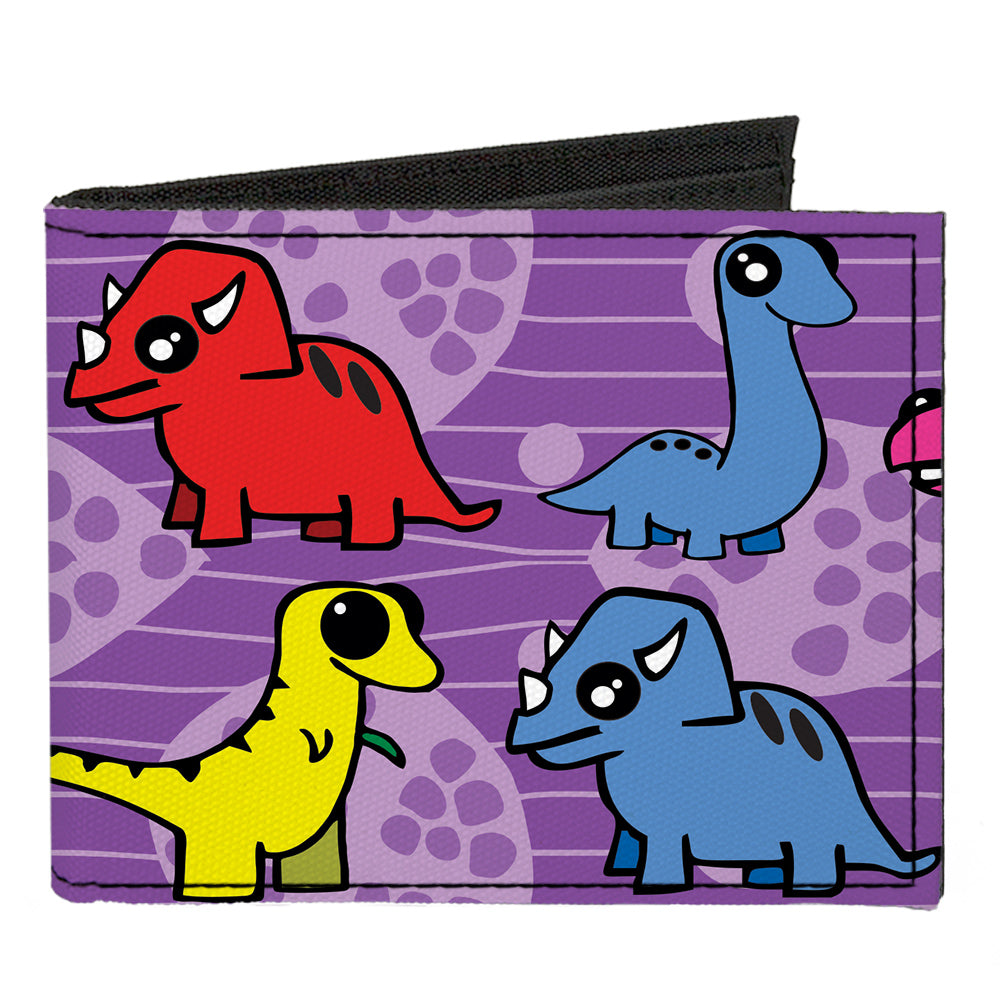 Canvas Bi-Fold Wallet - Dinosaur Cartoon