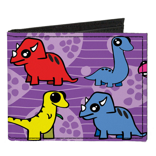 Canvas Bi-Fold Wallet - Dinosaur Cartoon