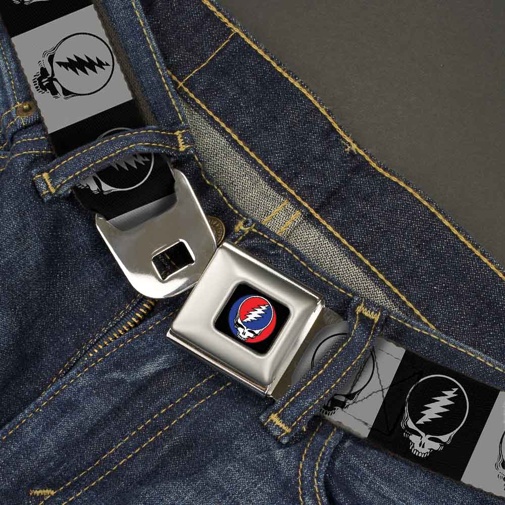 Steal Your Face Seatbelt Belt - Steal Your Face Blocks Black/White-Gray/Black Webbing