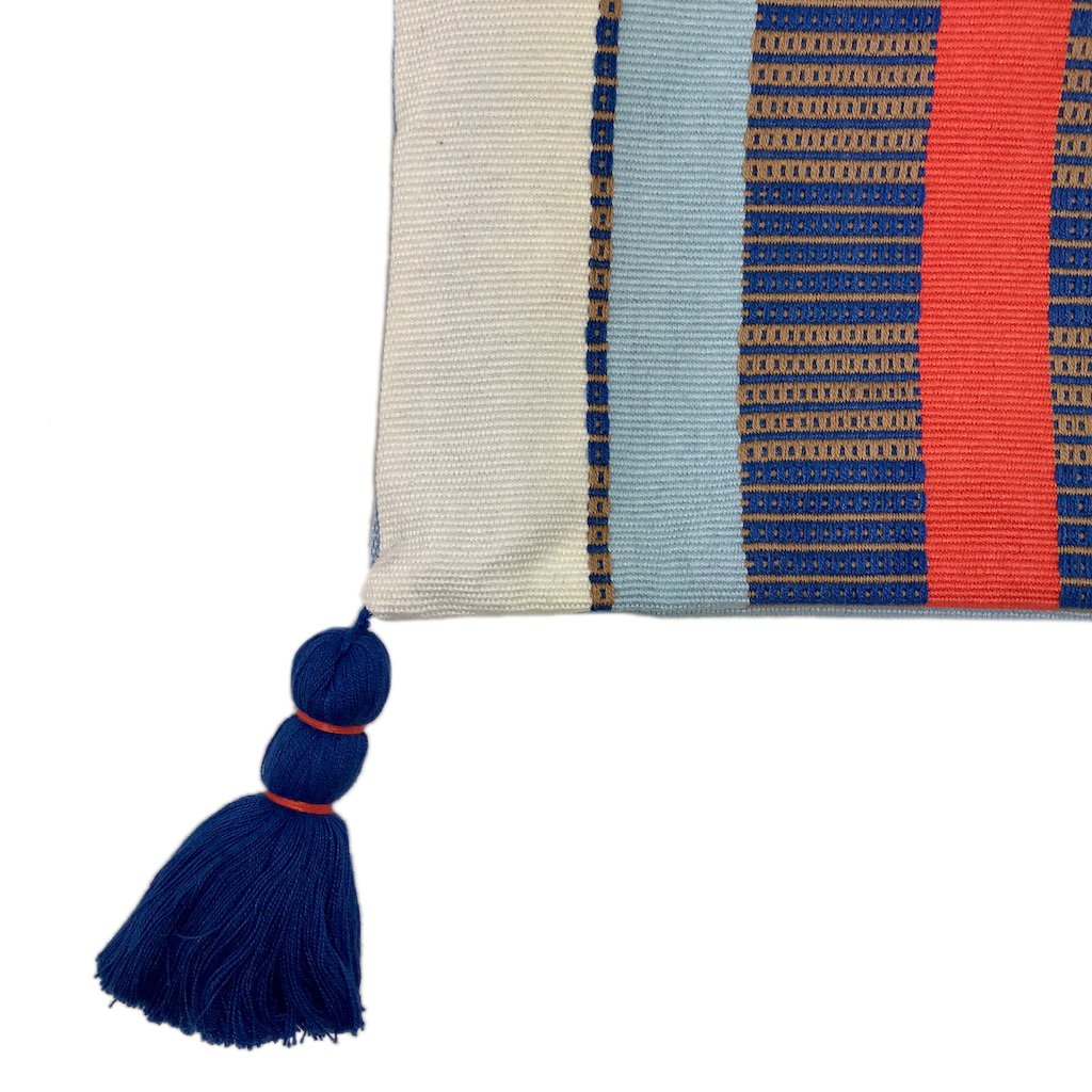 White Striped Handwoven Backstrap Clutch - Guatemalan Artisan Small Boho Purse