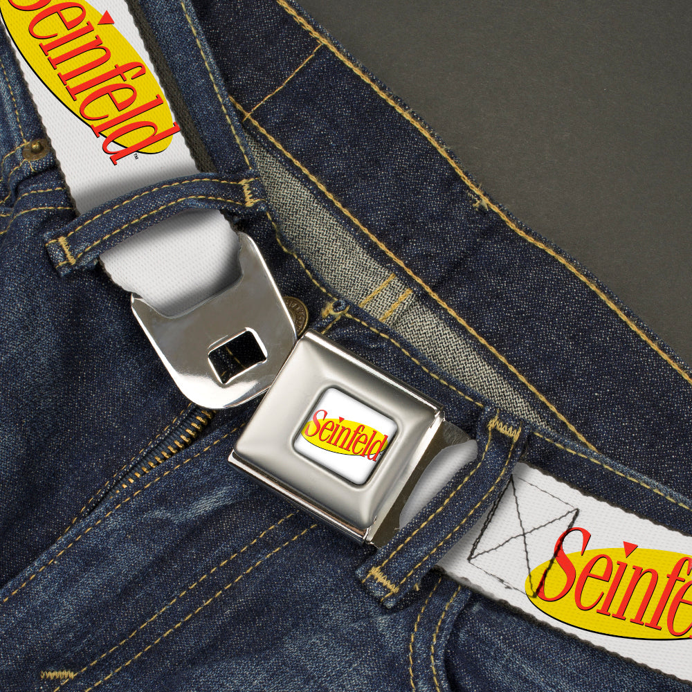 SEINFELD Spotlight Logo Full Color White/Yellow/Red Seatbelt Belt - SEINFELD Spotlight Logo White/Yellow/Red Webbing