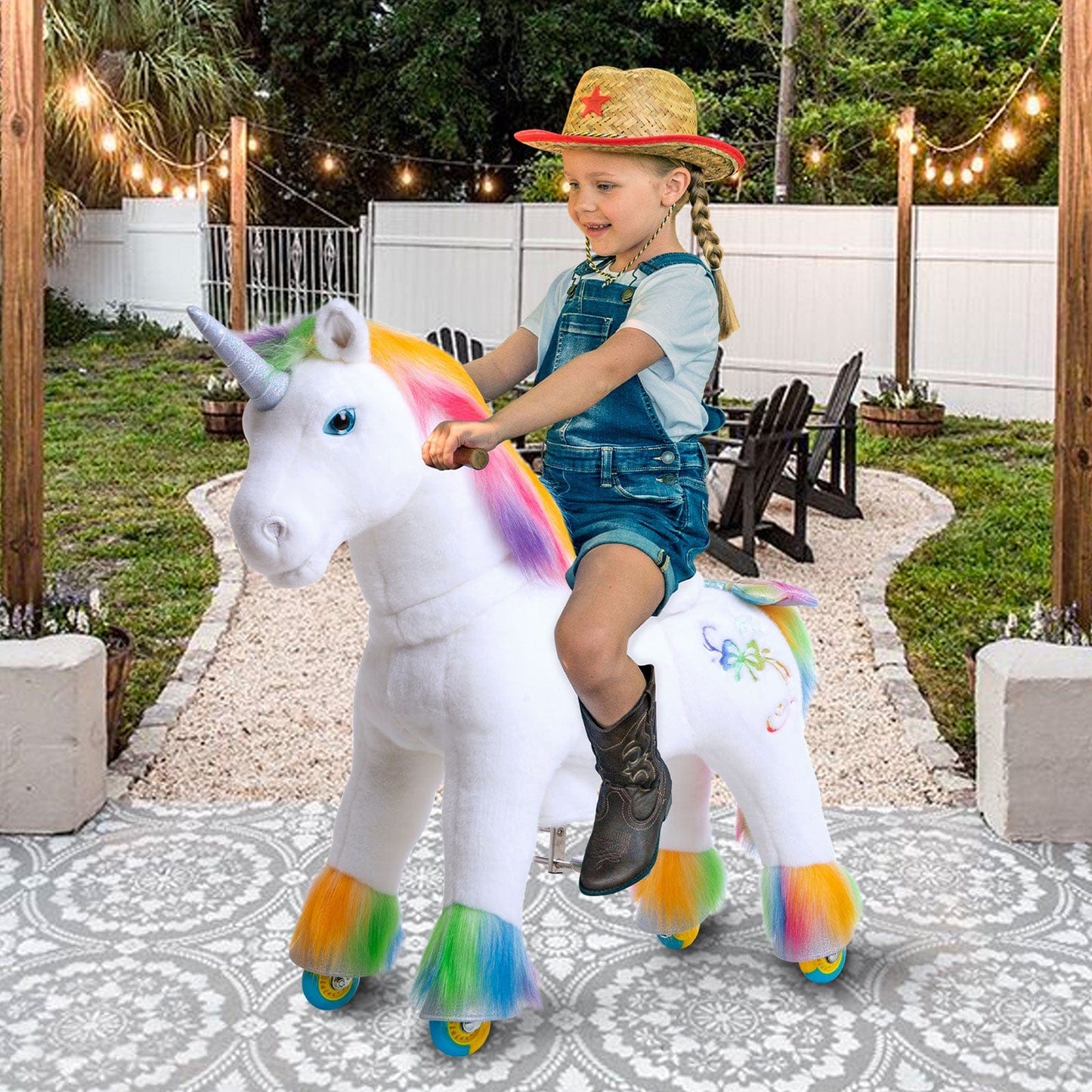 Unicorn Ride On Toy for Age 3-4 Rainbow Model X