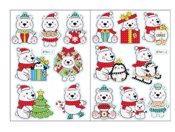 Polar Bear Christmas Stickers - Diamond Art kit