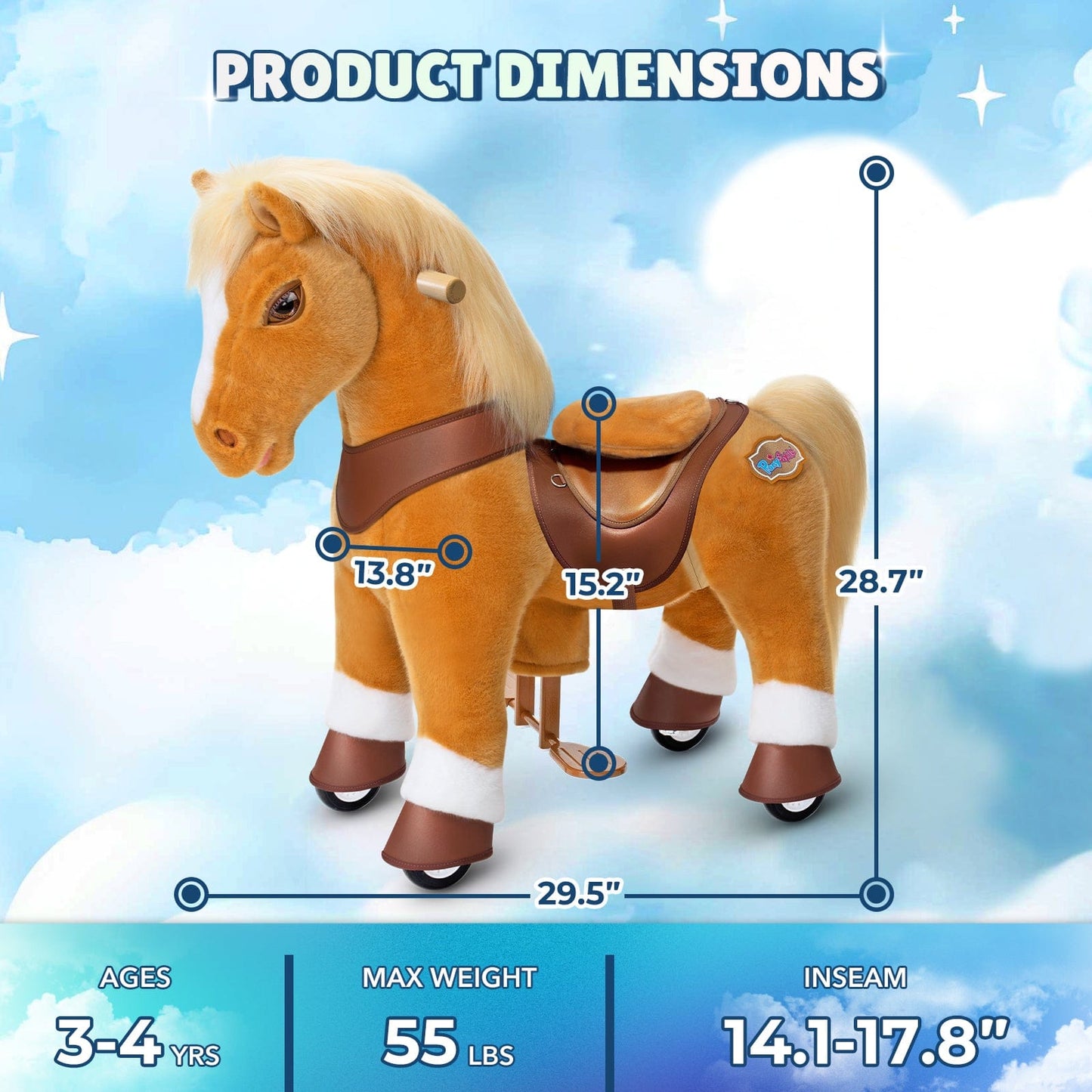 Model Y Light Brown Horse Rideable Toy for Age 3-4