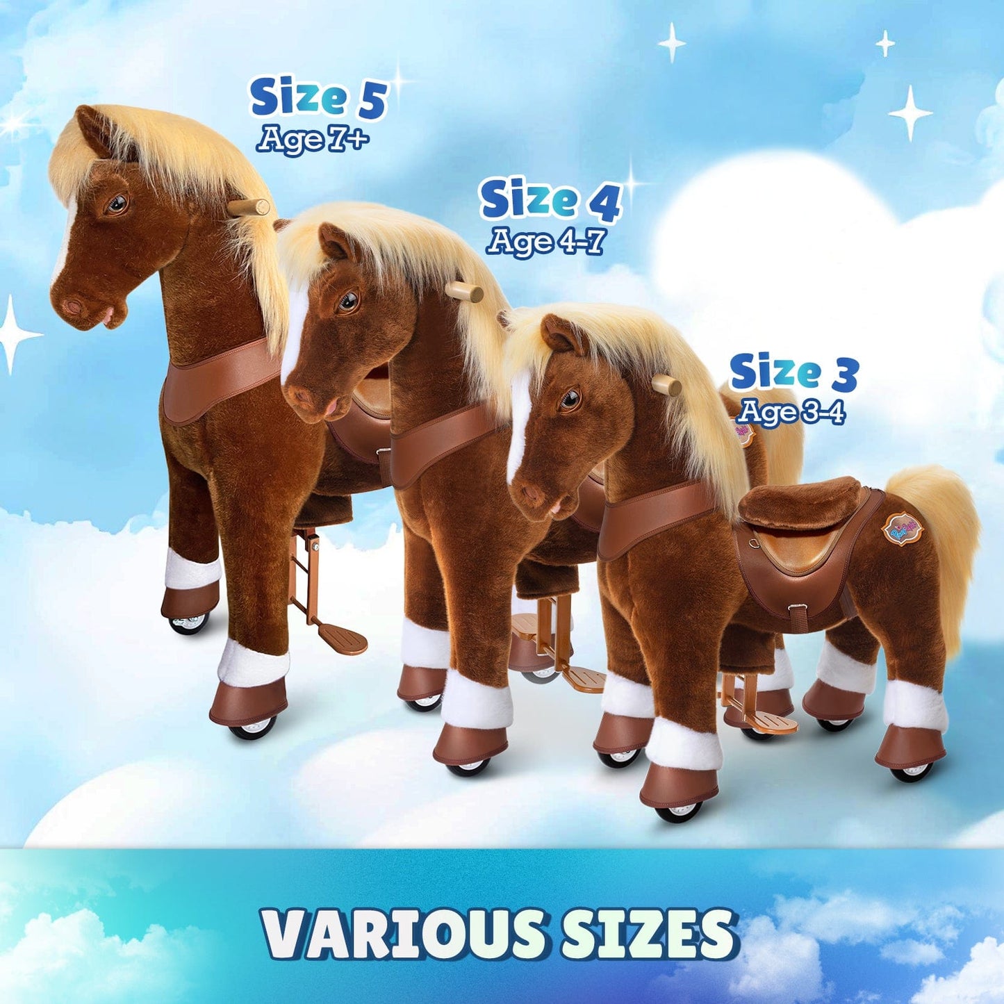 Model Y Brown Horse Rideable Toy for Age 4-7