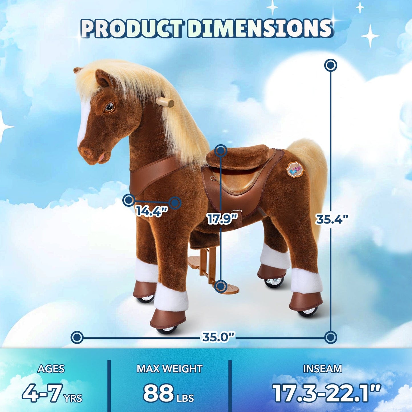 Model Y Brown Horse Rideable Toy for Age 4-7