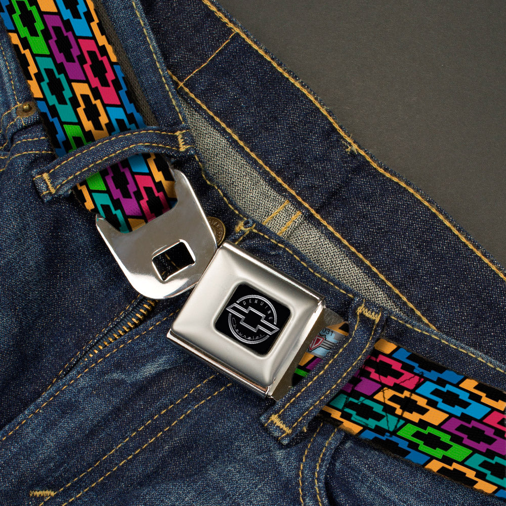 Chevy Seatbelt Belt - Chevy Bowties 5-Row Black/Multi Color Webbing