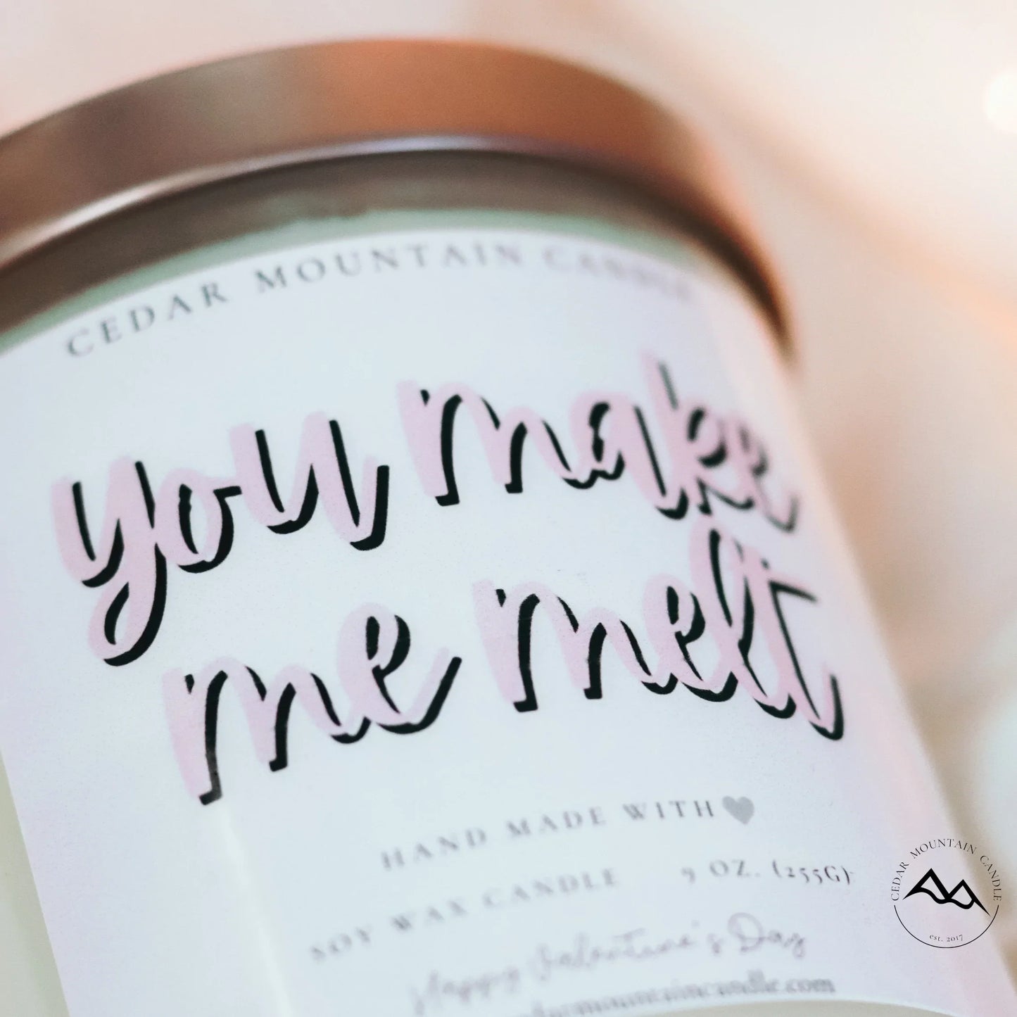 You Make Me Melt - Valentine's Day Soy Candle - 9 oz Whiskey Glass Jar - Choose Your Scent