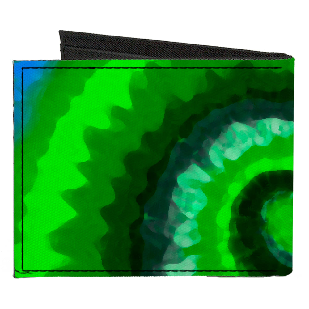 Canvas Bi-Fold Wallet - Tie Dye Swirl Green Blue Purple