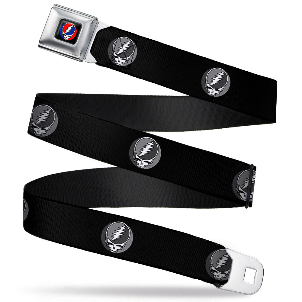 Steal Your Face Seatbelt Belt - Steal Your Face Repeat Black/Gray Webbing