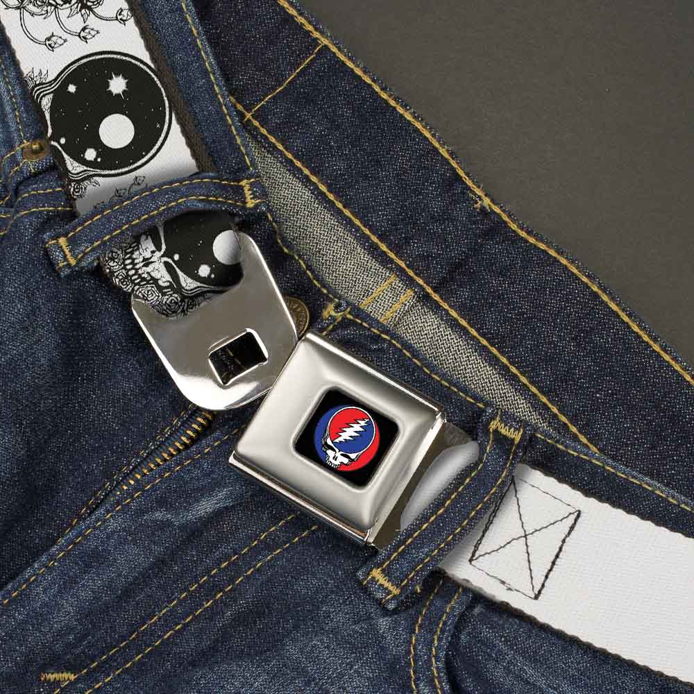 Steal Your Face Seatbelt Belt - Space Your Face White/Black Webbing