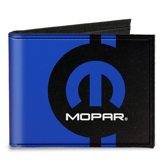 Canvas Bi-Fold Wallet - MOPAR Logo Stripe2 Black Blue