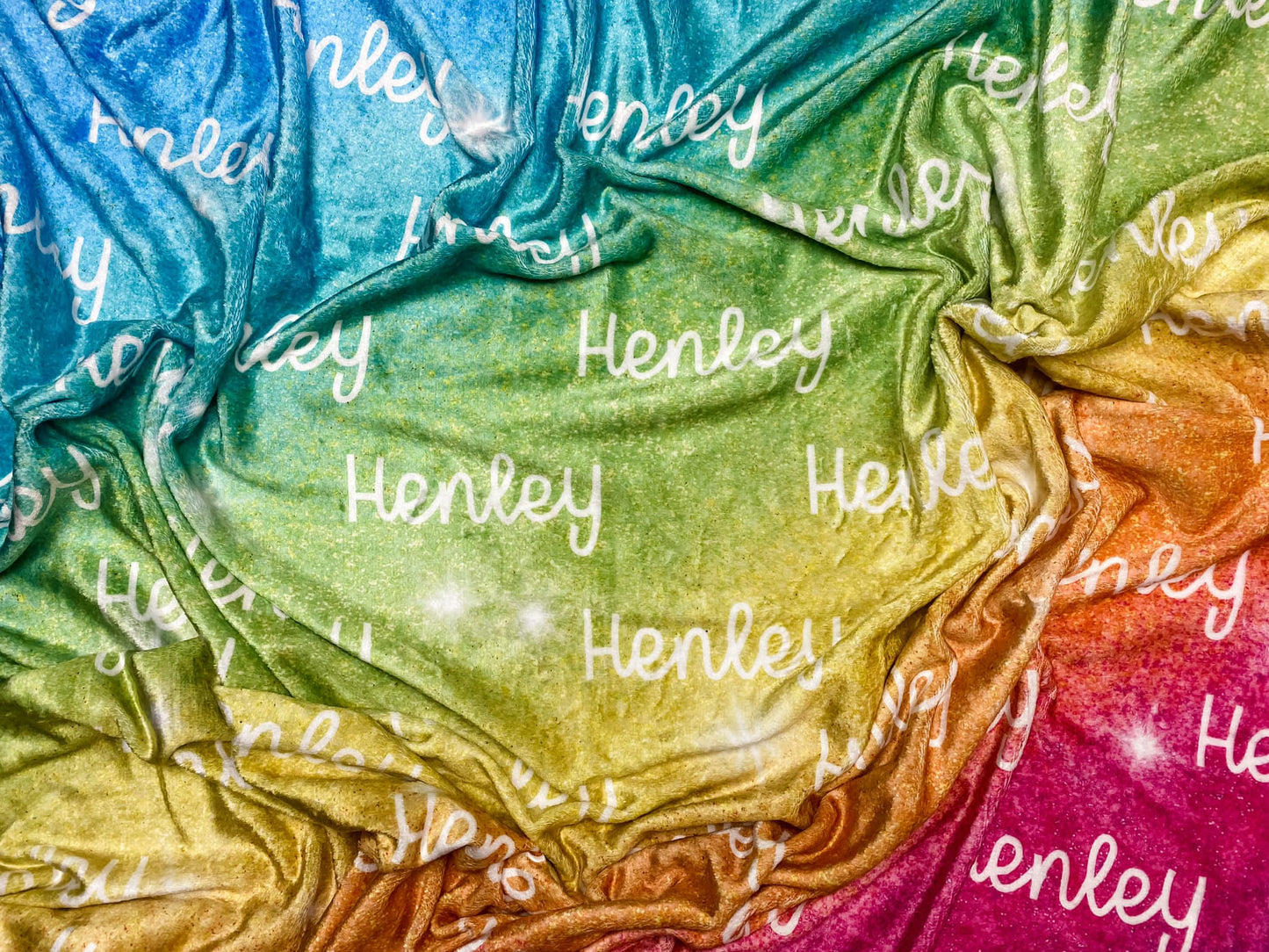 Custom Personalized Plush Minky Blanket - Rainbow Galaxy 60x80