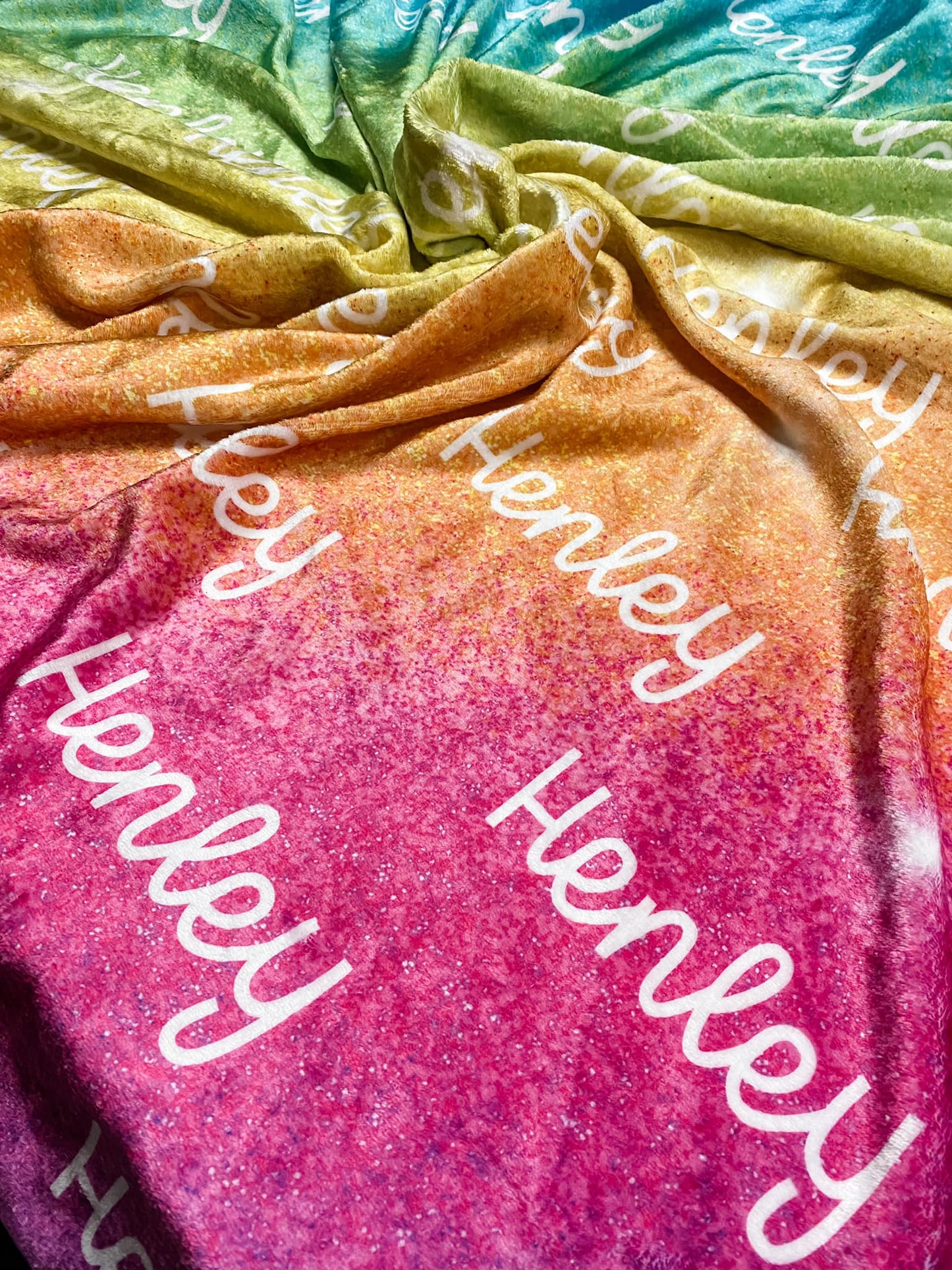 Custom Personalized Plush Minky Blanket - Rainbow Galaxy 60x80