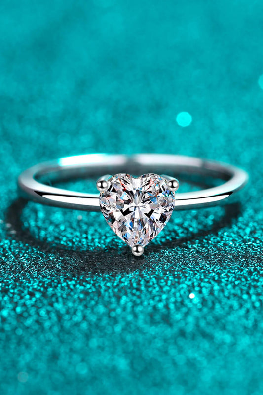 925 Sterling Silver Heart-Shaped Moissanite Solitaire Ring  (PREORDER)