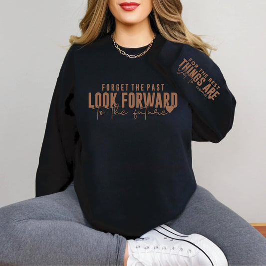 Look Forward With Sleeve Accent Sweatshirt