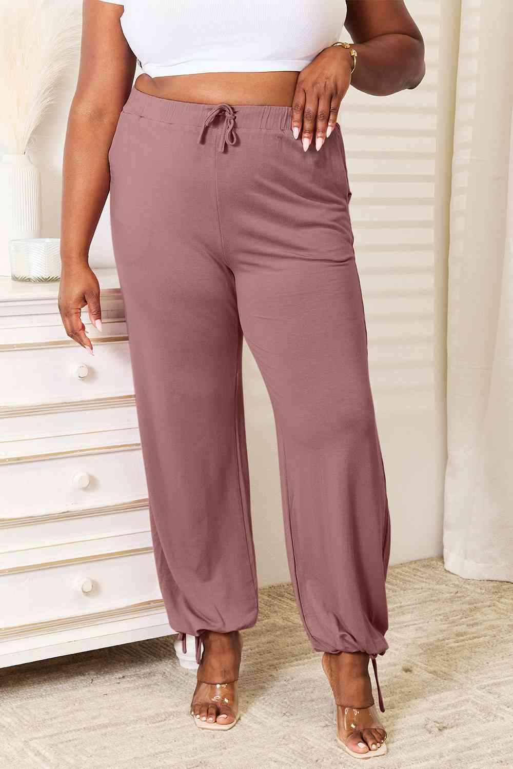 Basic Bae Soft Rayon Drawstring Waist Pants with Pockets