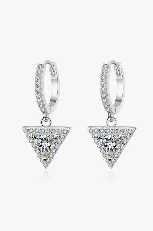 1 Carat Moissanite Triangle Drop Earrings