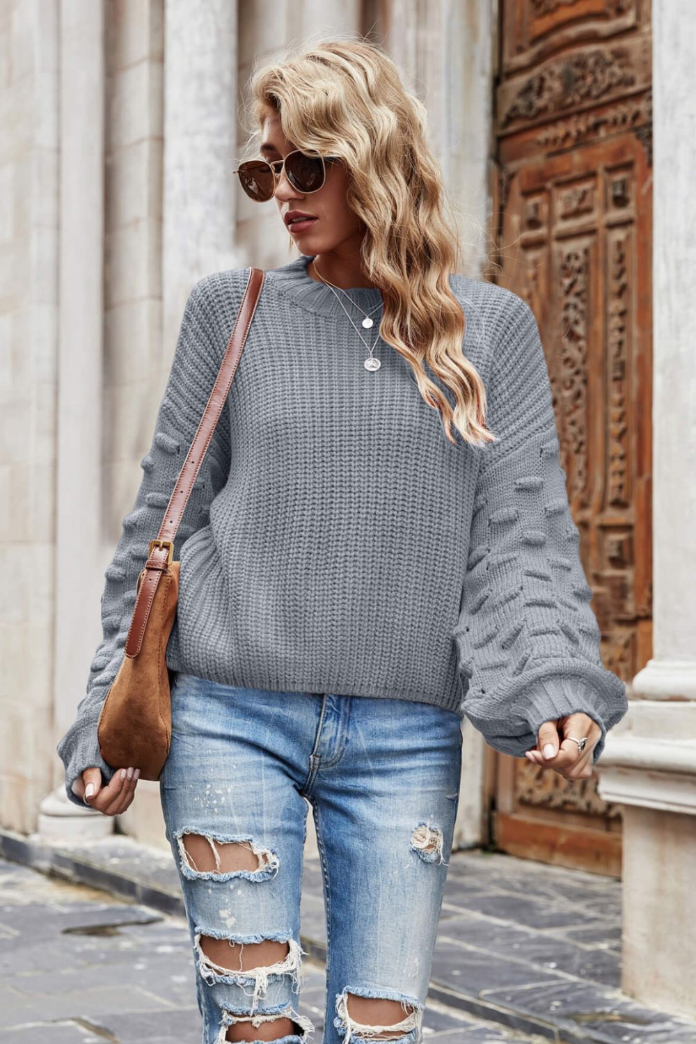 Weekend Style Rib-Knit Dropped Shoulder Sweater // MULTIPLE COLORS