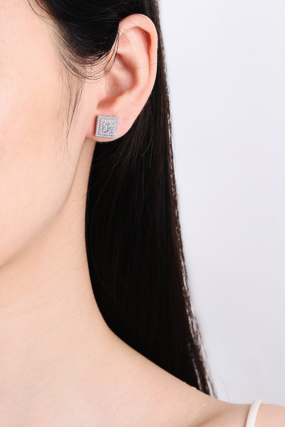 Moissanite Square Stud Earrings
