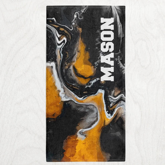 Custom Personalized Subtle Swirl Towel - Black & Copper Marbled Ink Style Premium Microfiber Towel // 2 sizes