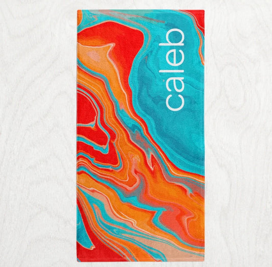 Custom Personalized Subtle Swirl Towel - Color Rush Marbled Ink Style Premium Microfiber Towel // 2 sizes