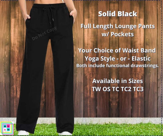 Solid Black Full Length Lounge Pants