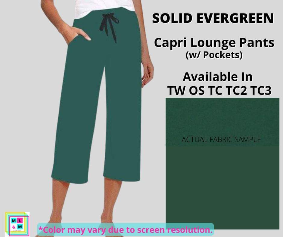 Solid Evergreen Capri Lounge Pants