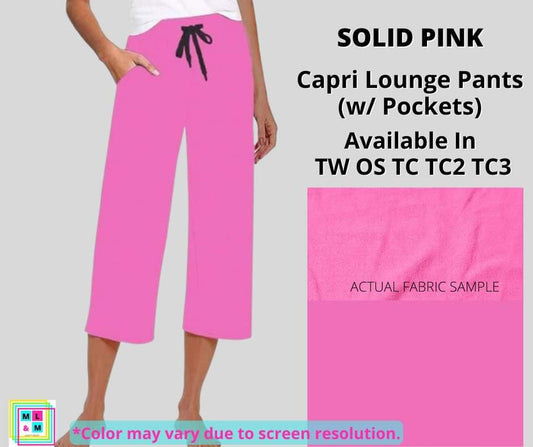 Solid Pink Capri Lounge Pants