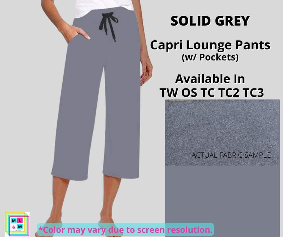Solid Grey Capri Lounge Pants