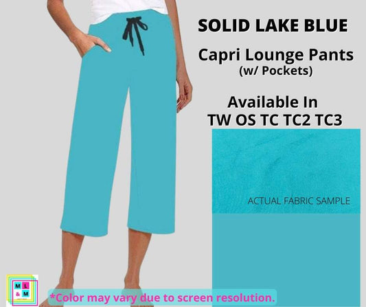 Solid Lake Blue Capri Lounge Pants