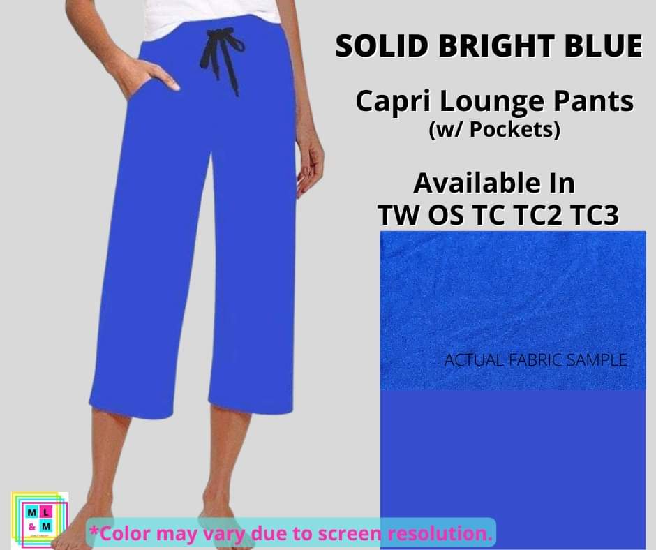 Solid Bright Blue Capri Lounge Pants