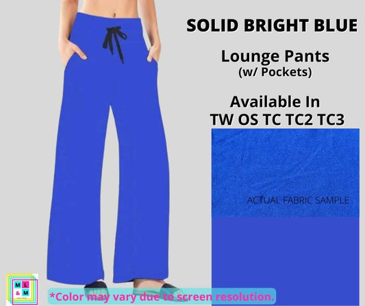 Solid Bright Blue Full Length Lounge Pants