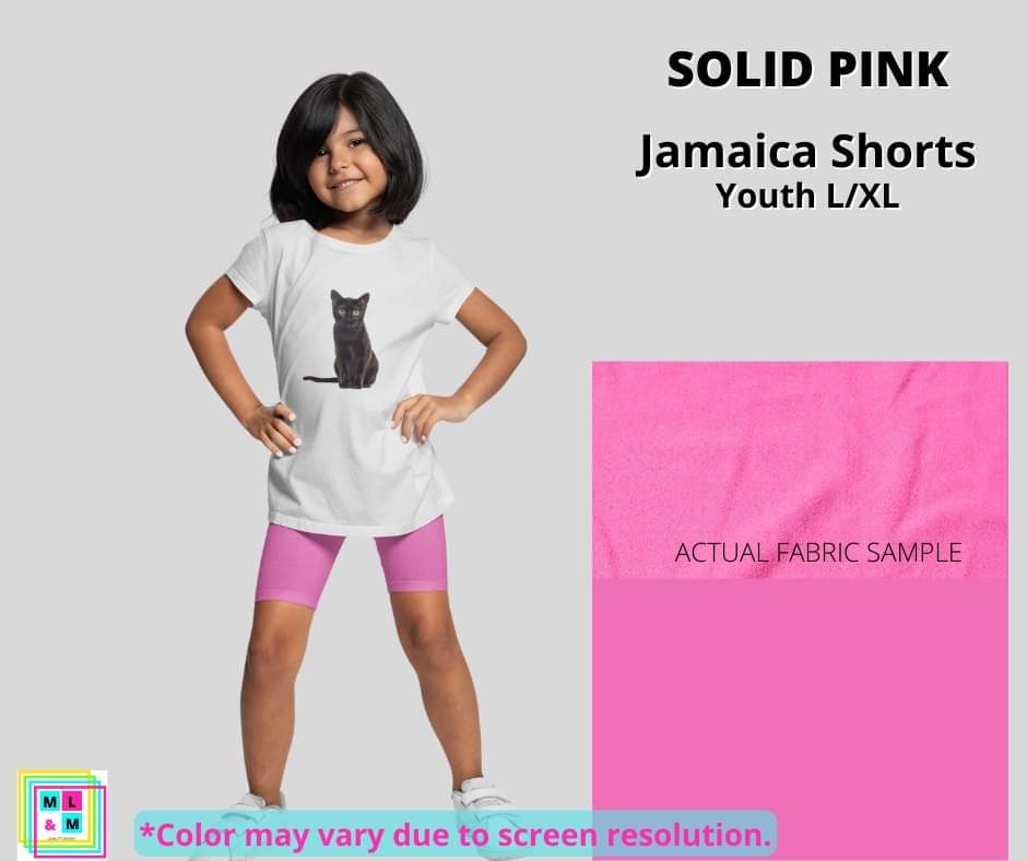Solid Pink Youth Jamaica Shorts