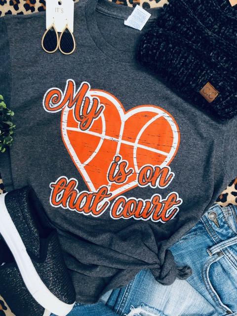 My Heart Is On That Court (Basketball) graphic tee