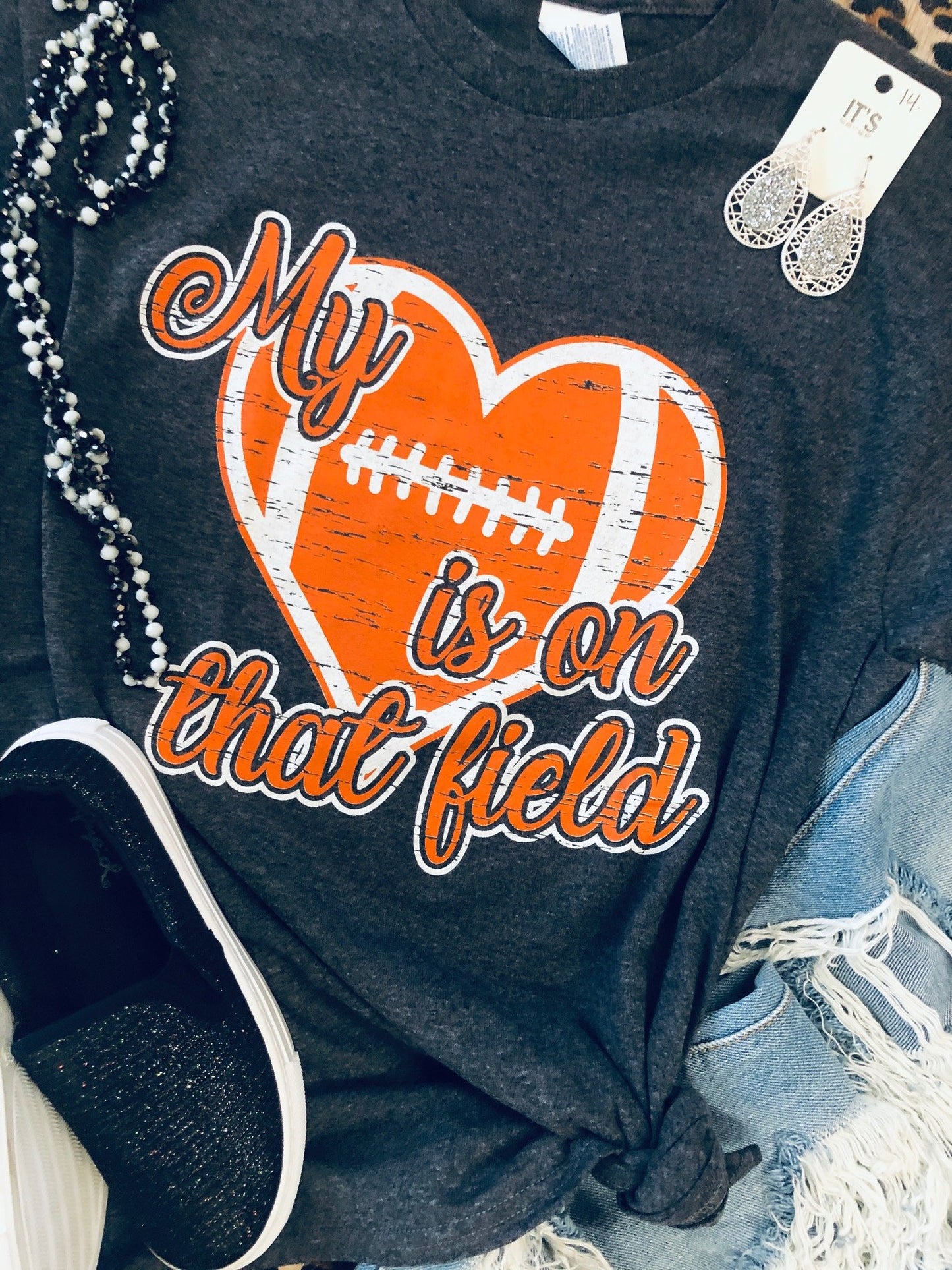 My Heart Is On That Field (football) graphic tee