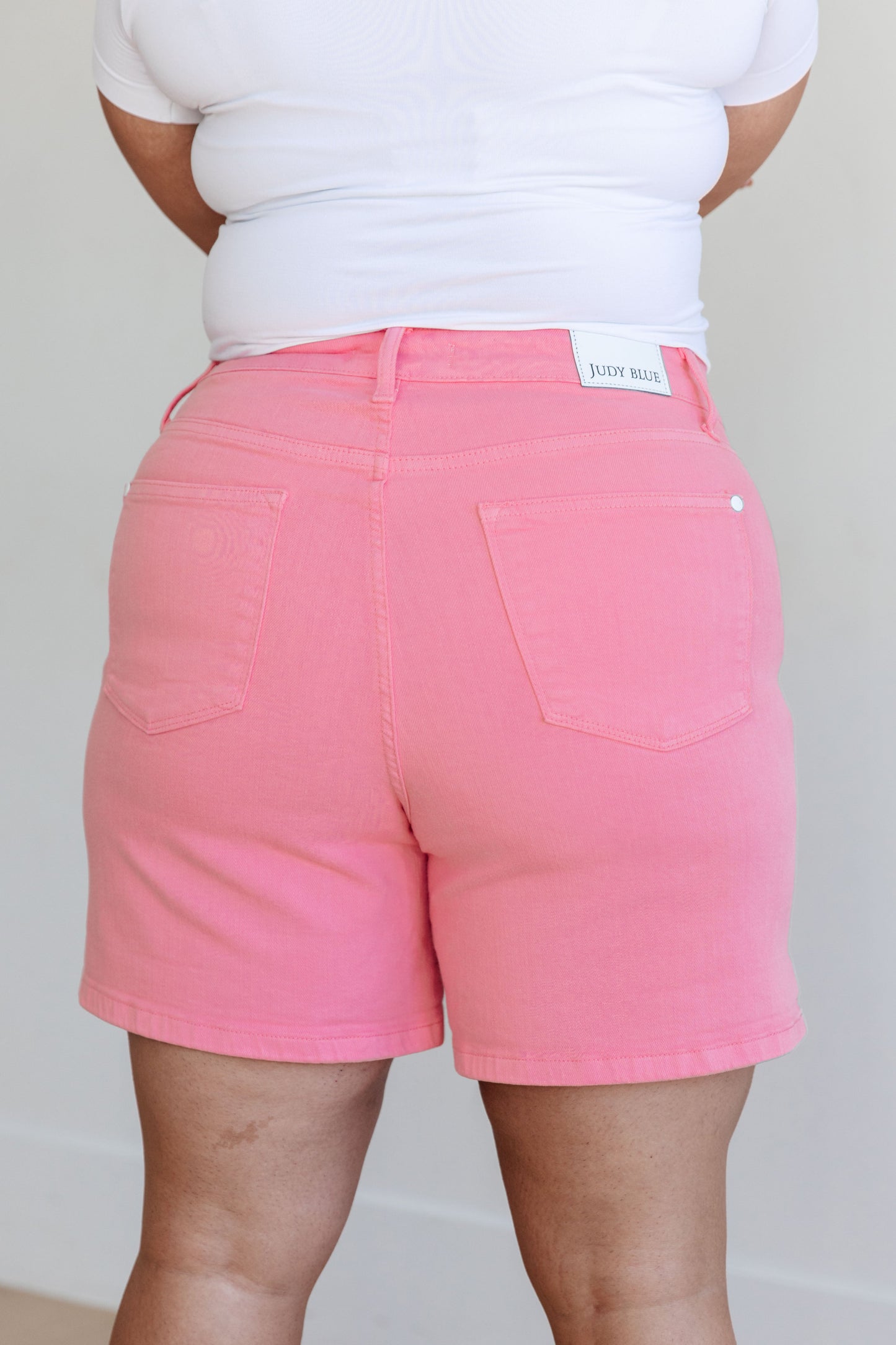 Jenna High Rise Control Top Cuffed Shorts in Pink - Judy Blue