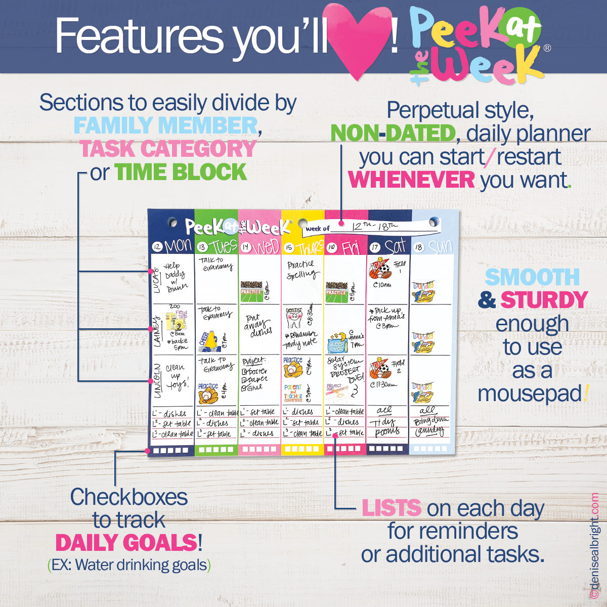 Peek at the Week® Weekly Planner Pad | Simple Cheery Week