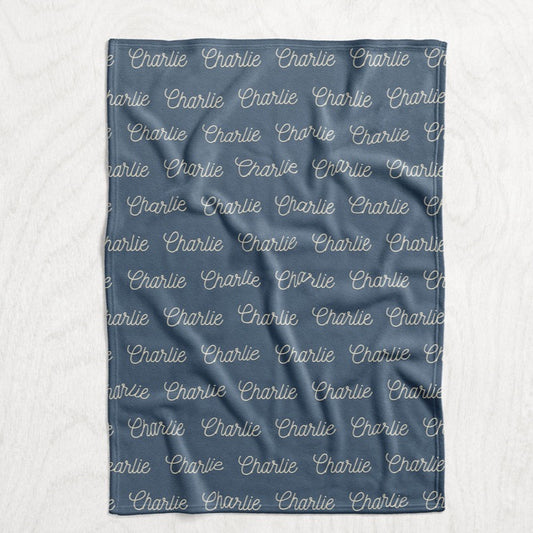 Custom Personalized Plush Minky Blanket - Repeating Name 60x80