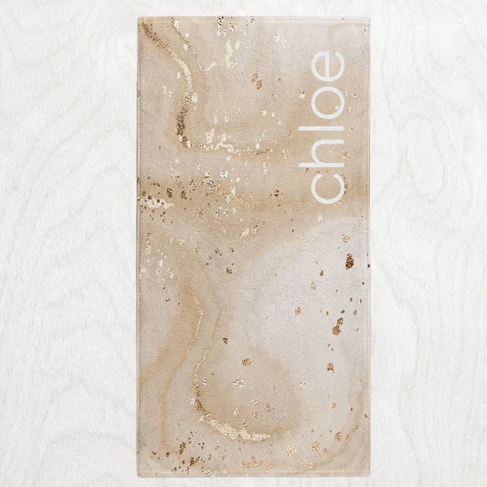 Custom Personalized Subtle Swirl Towel - Gold Rush Marbled Ink Style Premium Microfiber Towel // 2 sizes