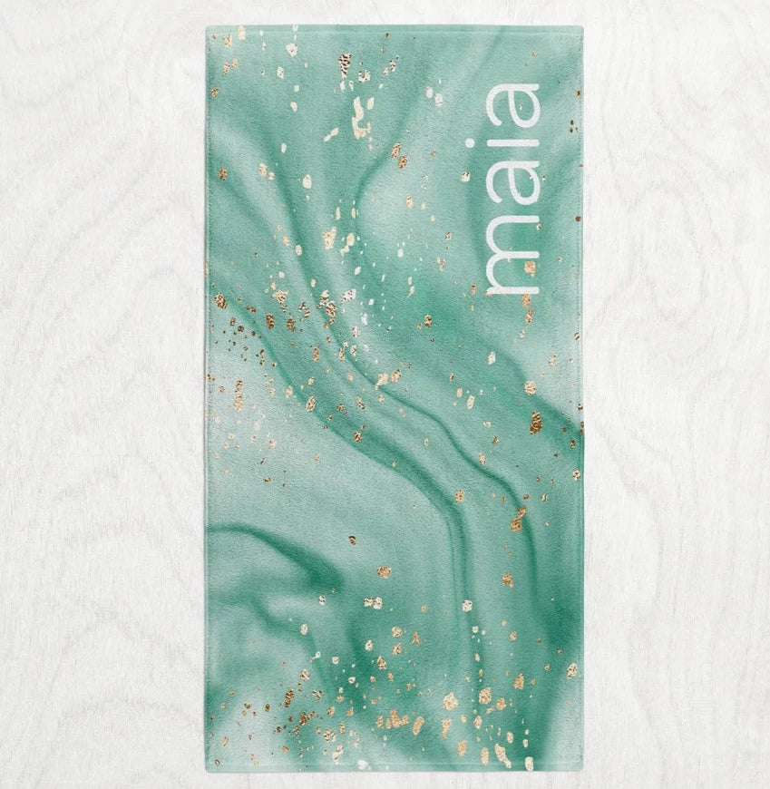 Custom Personalized Subtle Swirl Towel - Minted Marbled Ink Style Premium Microfiber Towel // 2 sizes