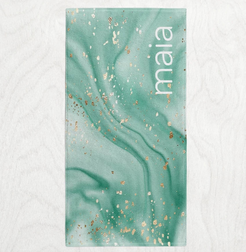 Custom Personalized Subtle Swirl Towel - Minted Marbled Ink Style Premium Microfiber Towel // 2 sizes