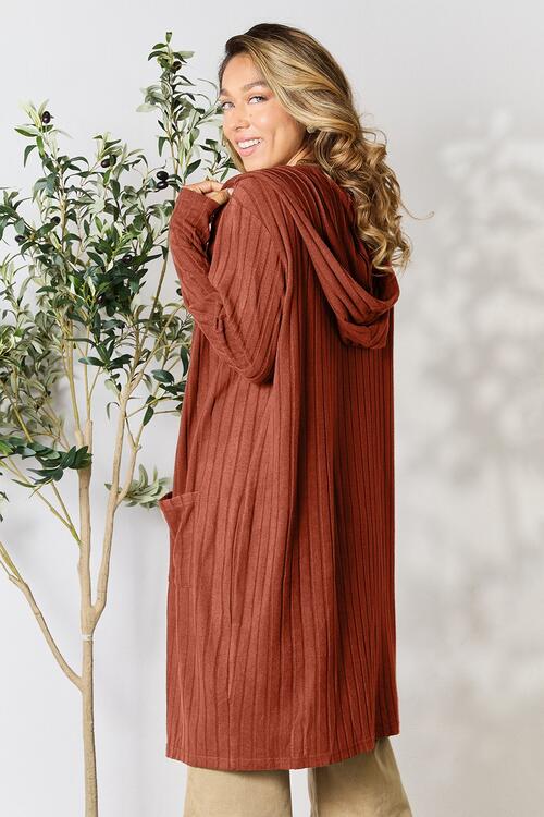 Basic Bae Ribbed Open Front Long Sleeve Cardigan