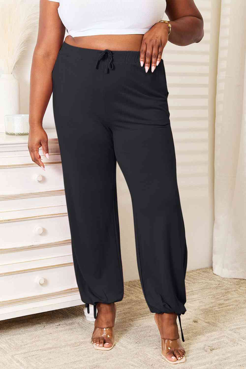 Basic Bae Soft Rayon Drawstring Waist Pants with Pockets