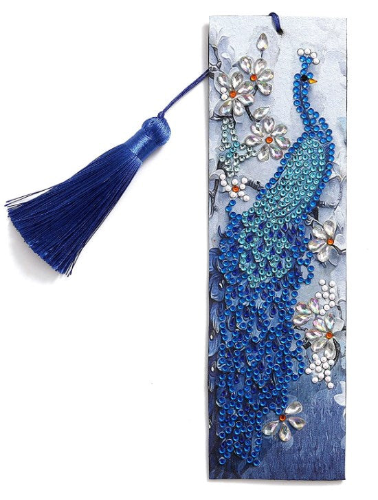 Bookmark Blue Peacock - Diamond Art kit