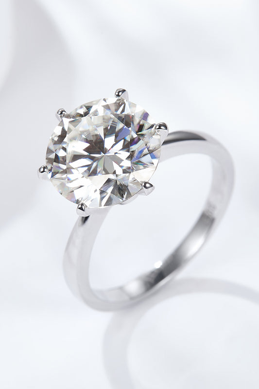 Platinum-Plated 5 Carat Moissanite Solitaire Ring