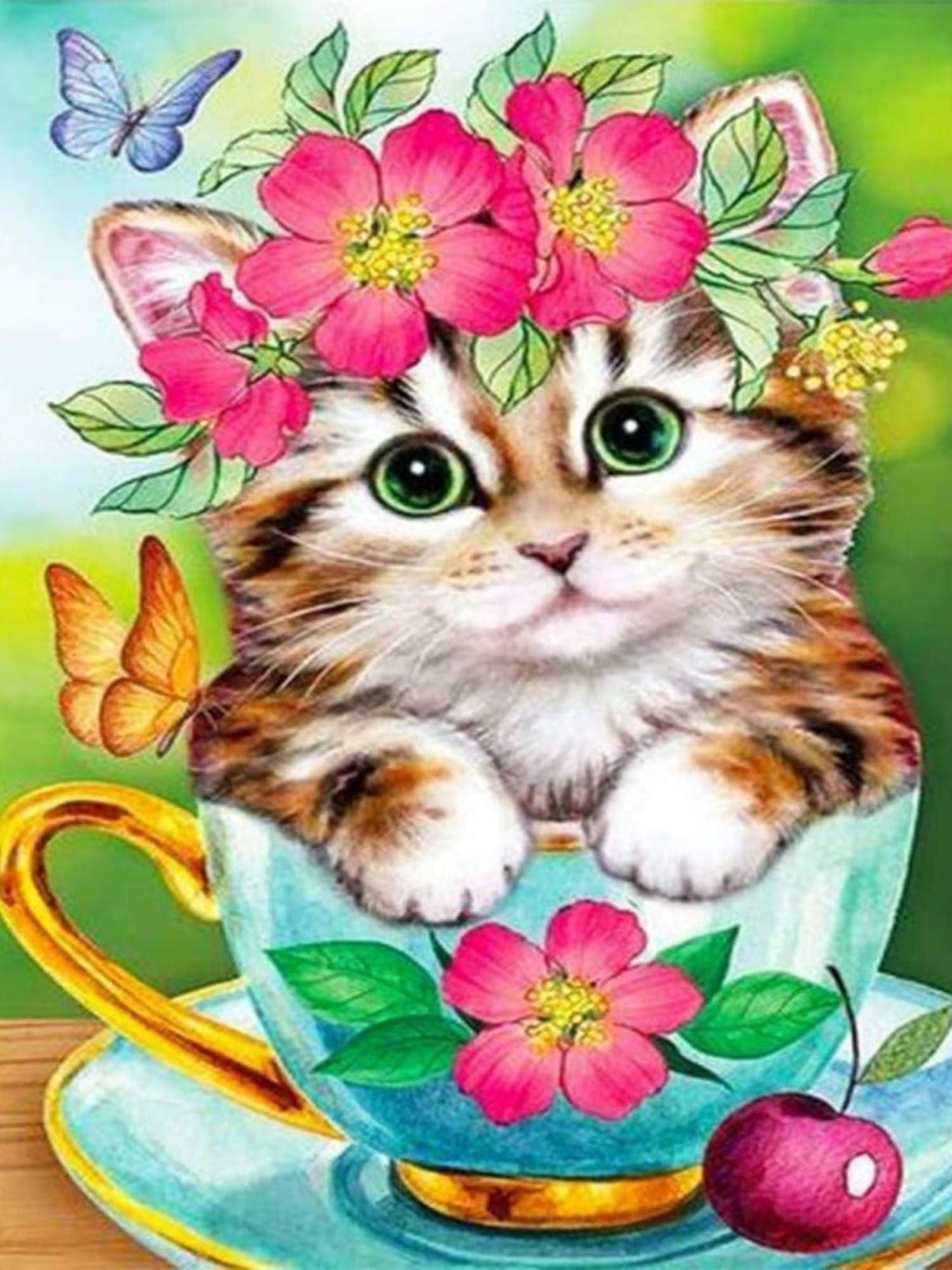 Cat in the Tea Cup - Diamond Art kit